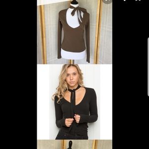 Brandy Melville olive neck tie long sleeve!